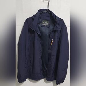 Men Waterproof  Blue Jacket Zip Casual Coat Warm Hooded Outdoor Windproof  Sz XL